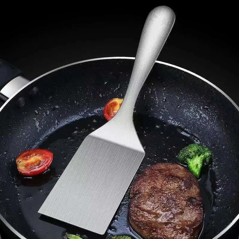 Small Stainless Steel Grill Spatula Flat Frying Shovel Kitchen Cooking Turner Tableware Tool