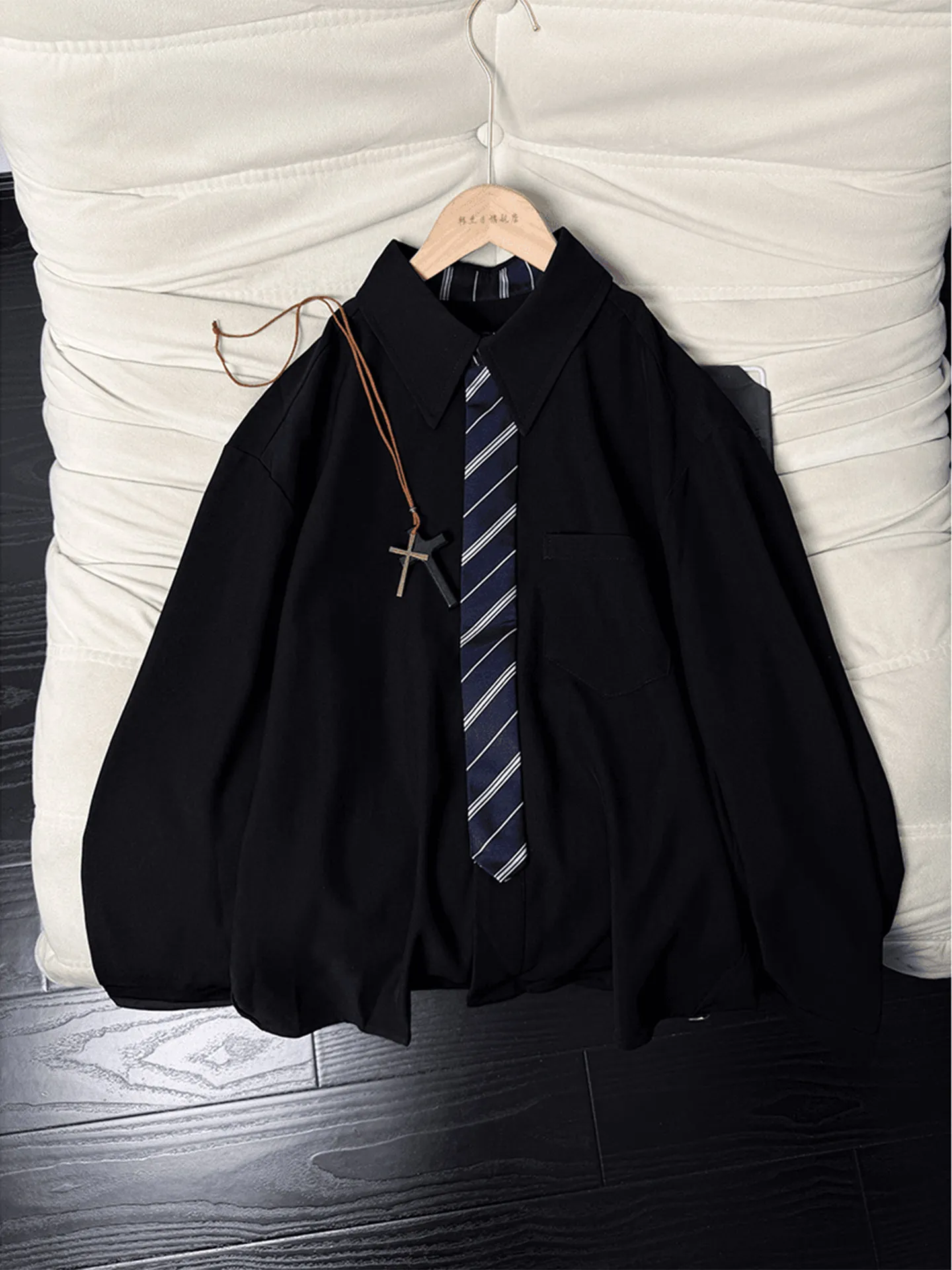 Moccasin Color Patchwork Long Sleeve Casual Shirt Men's Spring American Retro Layering Shirt High-End Feeling Outerwear