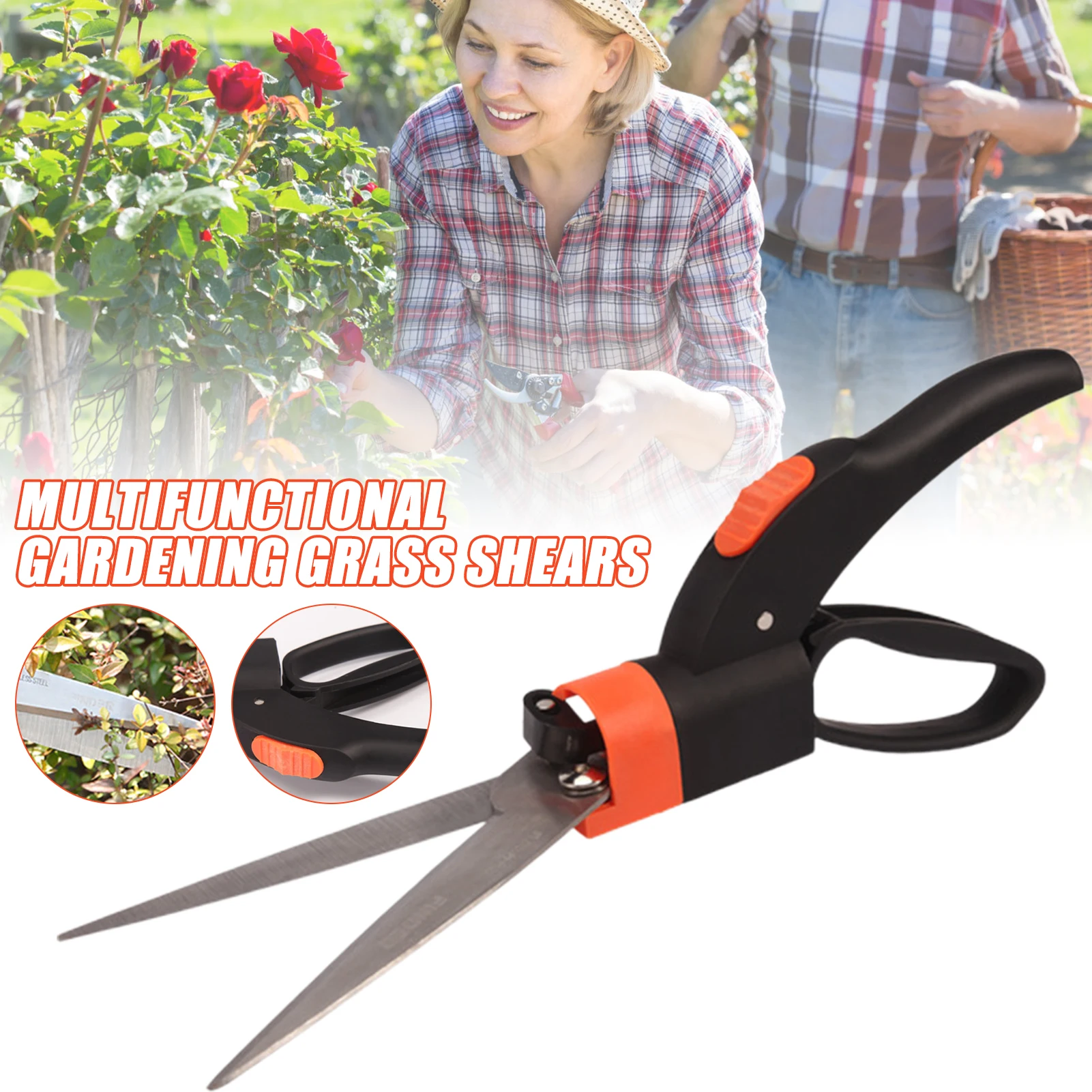 Gardening Scissor Pruning Tool Hand Cutter with 360 Degree Rotating Cutting Head Grass Trimming Scissors Garden Tools