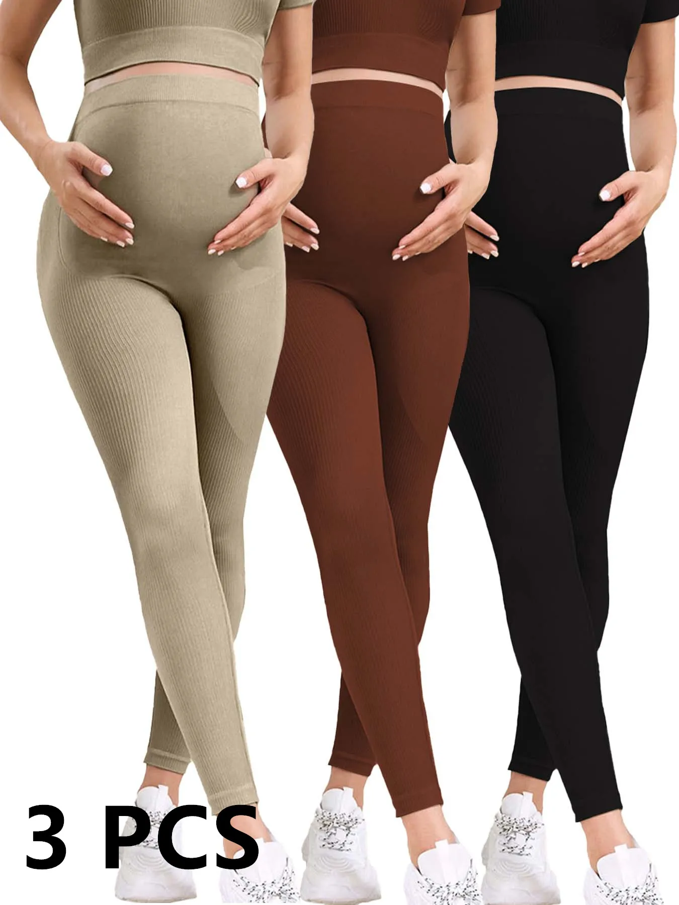 3 Pack Women's Maternity Leggings Maternity Yoga Pants Pregnancy Leggings Maternity Clothes