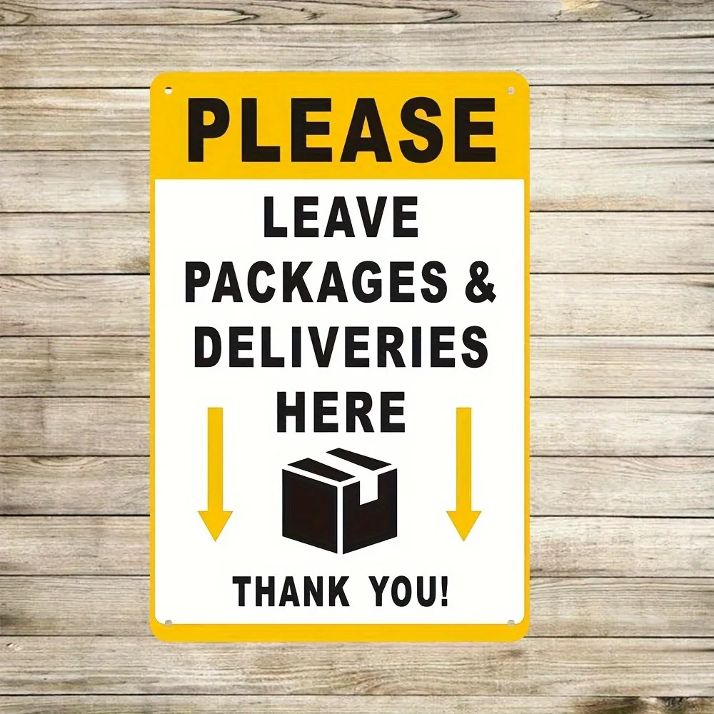 Please Leave Packages Sign Vintage Iron Wall Art 20x30cm Durable Metal for Indoor Outdoor Garage