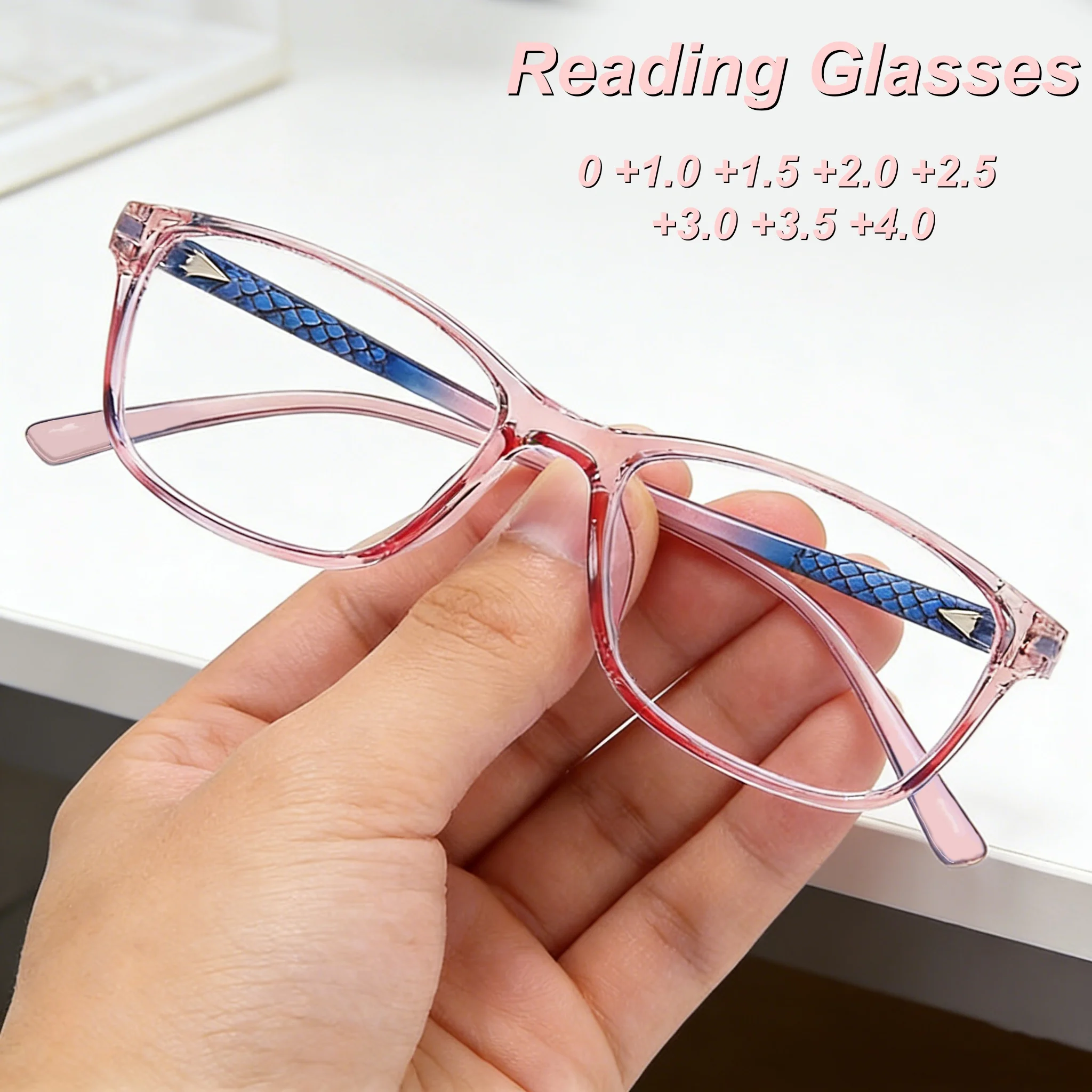 

2026 New Fashionable Personalized HD Women's Reading Glasses Ultra Light Neutral High Quality Spring Leg Anti Blue Light Glasses