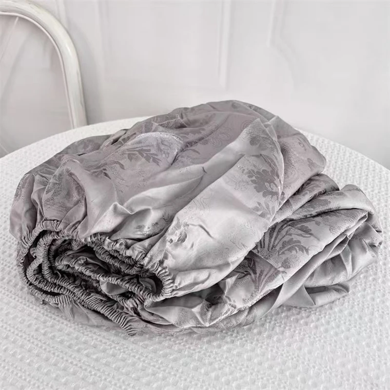 80/100s 100% Eucalyptus Lyocell Fitted Sheet Twin Queen Jacquard Mattress Cover With Elastic Band Single Double Bed Pillowcase