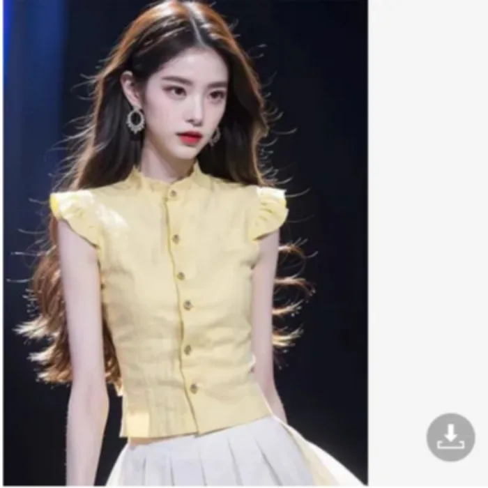 

Женская футболка с воротником-стойкой Dopne ort Sve, летняя модная блузка из смесового хлопка и ацетатного волокна