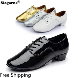 Men's Latin Shoes Boy Children's Ballroom Tango Jazz Dance Shoes Performance Show Soft Leather Sole Women Modern Square Shoes