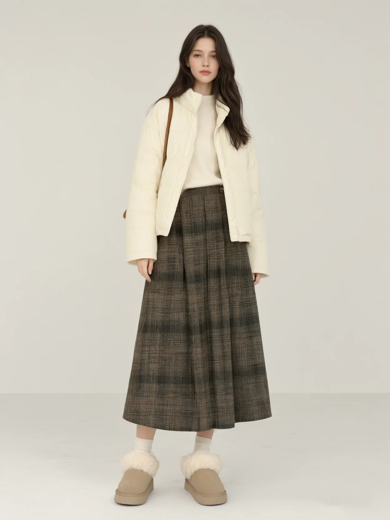 Preppy Plaid Skirt Women High Waisted A Line Midi Skirt School Style Vintage Checkered Pencil Skirt Autumn Winter Student Outfit