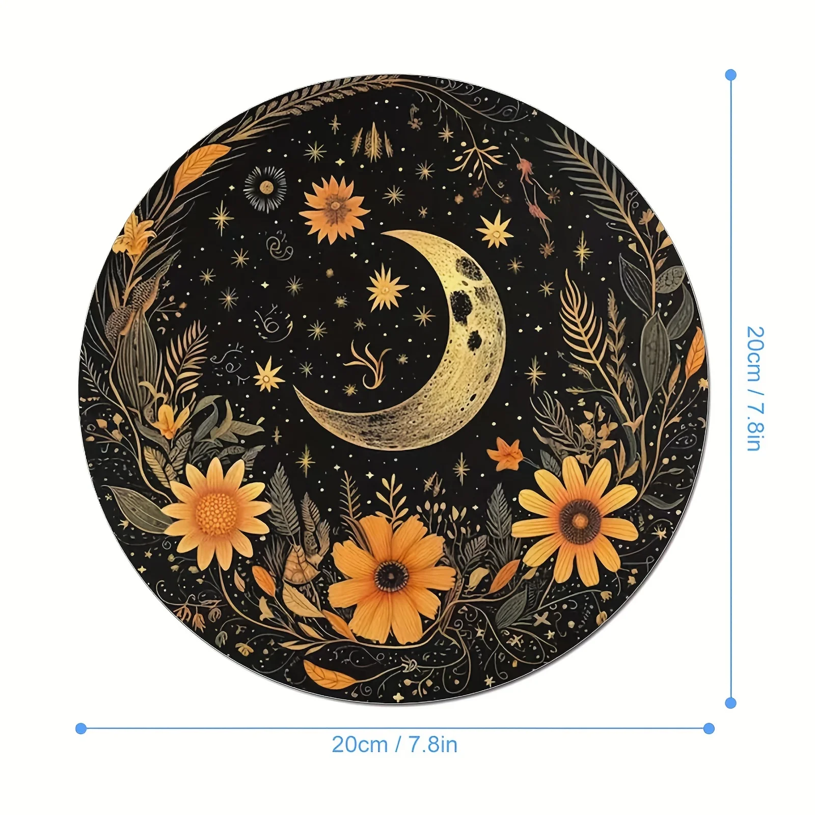 Moon Round Mouse Mat Cute Mouse Pad Non-Slip Rubber Base Mousepad Small Desk Accessories Office Rug Computer Desk Mat Rug
