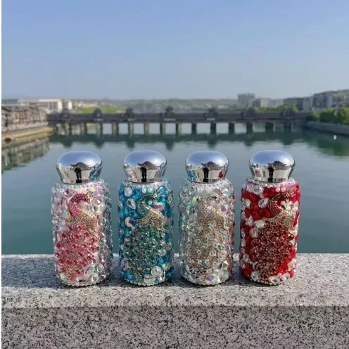 Sparkling Rhinestone Stainless Steel Insulation Thermos Bottle Portable Pet Vacuum Flask Water Bottle Coffee Cup Mug Pocket Cup