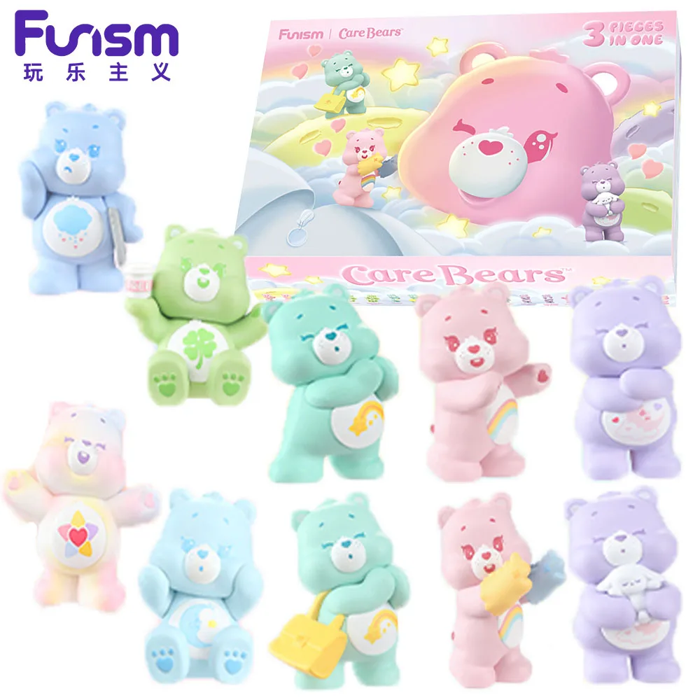 

FUNISM Care Bears Blind Box Micro Light Daily Series Bear Head Cute Mini Figures Cartoon Toys Desktop Decor Gifts for Teenagers