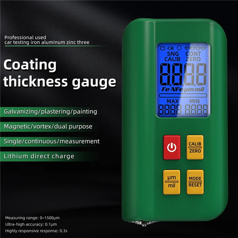 

Coating Thickness Gauge Rechargeable 0.1Micrometre/0-1500Μm Fe/Nfe MAX/MIN Zero Measuring T2X-EBTN Display Easy Install
