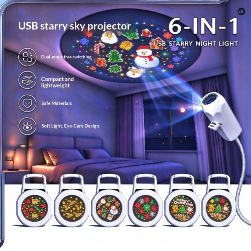 Portable USB Projector Lamp 1 Set Universal USB Powered Mood Lighting for Bedroom Car Home Use