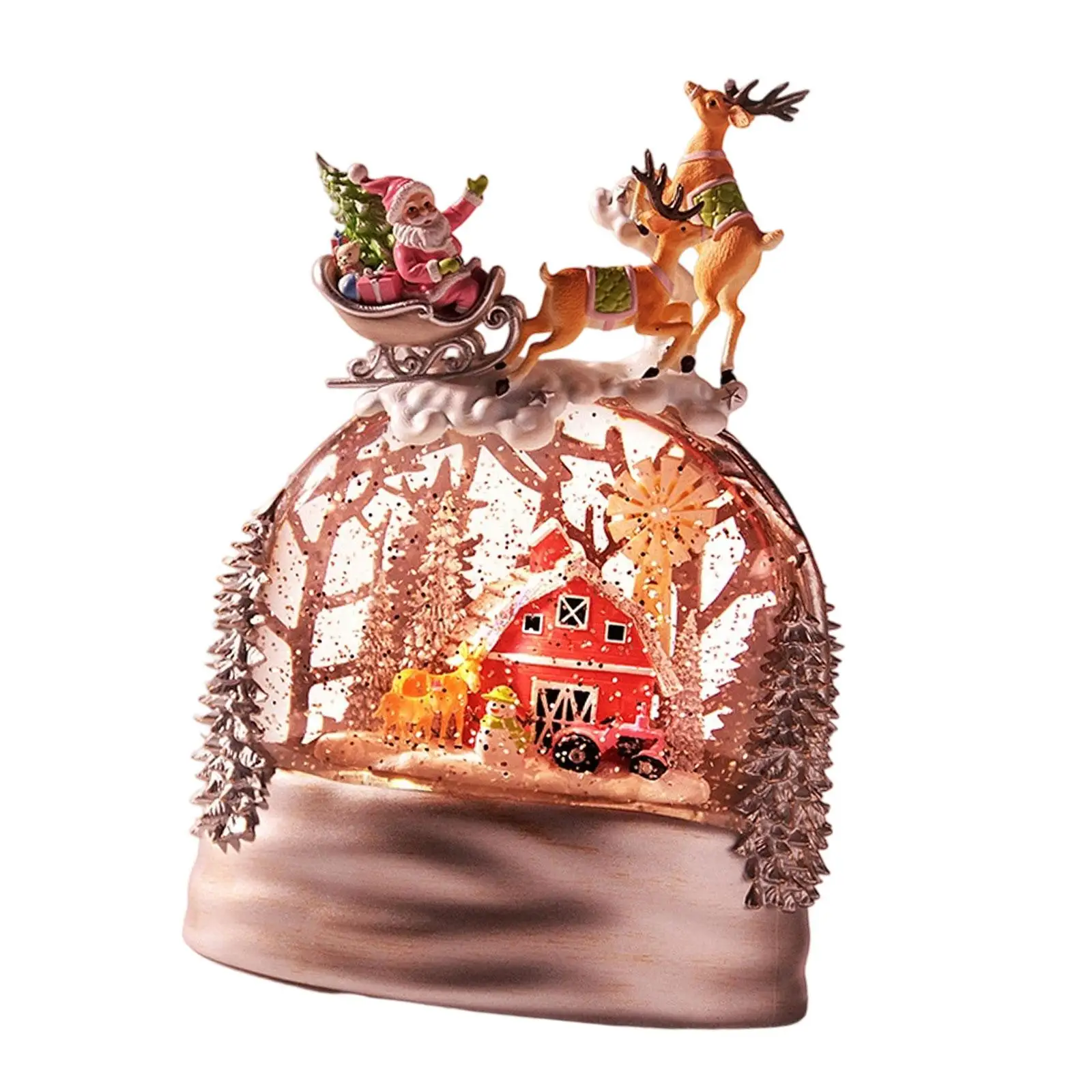 Musical Christmas Nativity Scene Snow Globe Night Light Tabletop Figurine Ornament for Christmas Home Decor