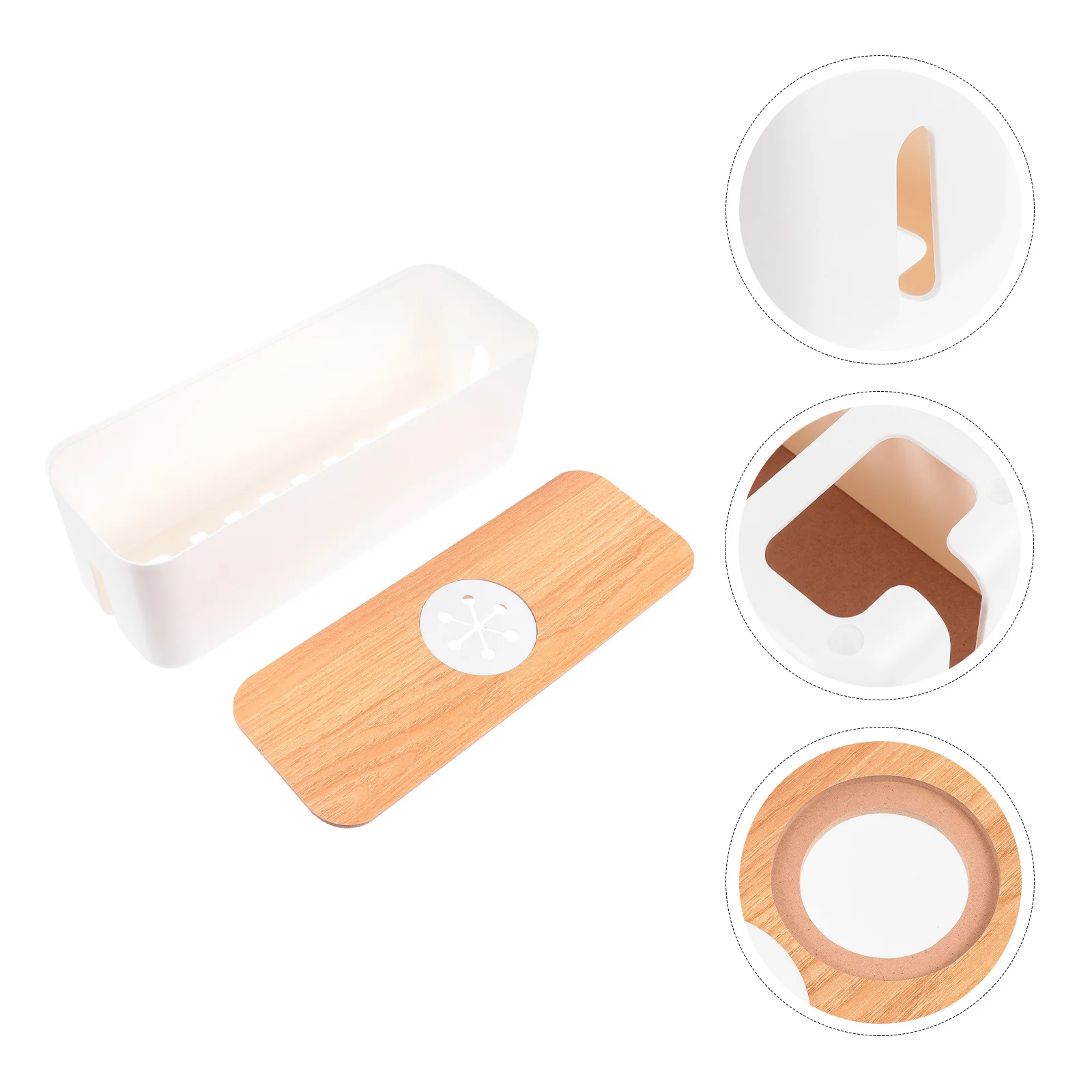 

1pc Cable Management Box Desktop Organizer Round Hole For Cables Storage Home Office Gaming Setup Cable Storage Box Wire Case