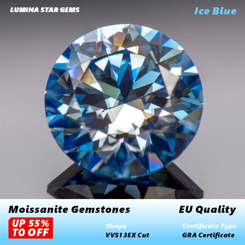 

Ледяные синие муассаниты, круглые блестящие 3,0-11 мм, сердечки и стрелы, огранка из муассанита, качество европейского стандарта, изготовление ювелирных изделий с сертификатом