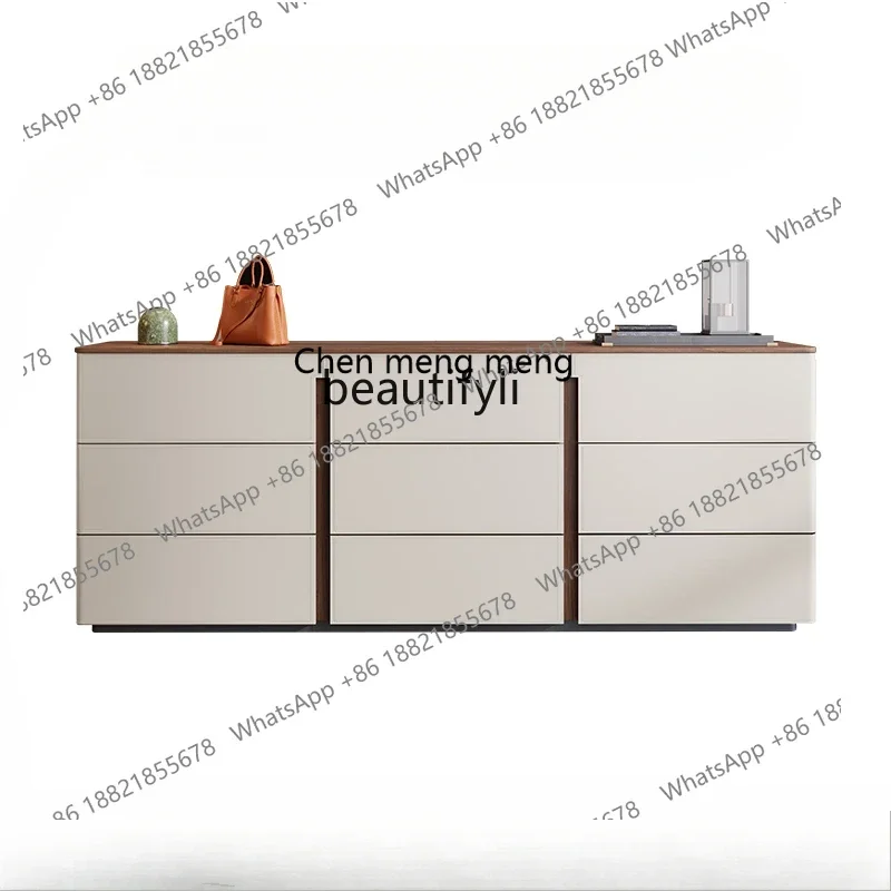 N178 G Saddle leather dining side cabinet Modern storage cabinet Solid wood locker Bedroom high TV cabinet