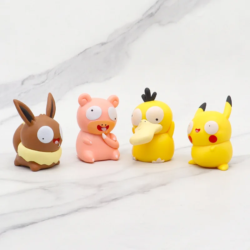 8pcs/set Pokemon Silly Kawaii Big Eye Pikachu Charmander Bulbasaur Funny Gk Action Figure Toy Christmas Gift for Children