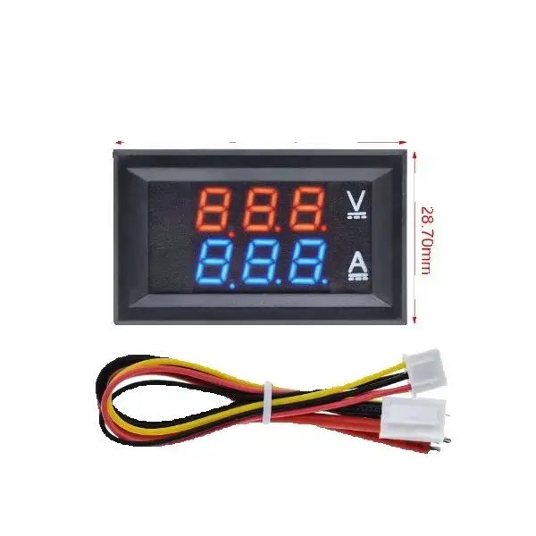 0.28 inch DC 0V-100V 1A 10A 50A LED dual display digital current and voltage meter module