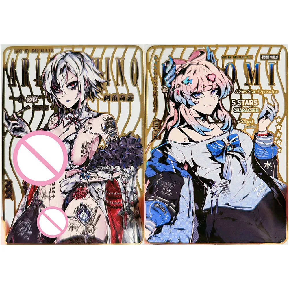 Anime diosa historia DIY ACG Raiden Shogun Yelan Hu Tao Yae Miko Ganyu Ningguang juguete de tarjeta coleccionable de Metal para niño regalo de cumpleaños