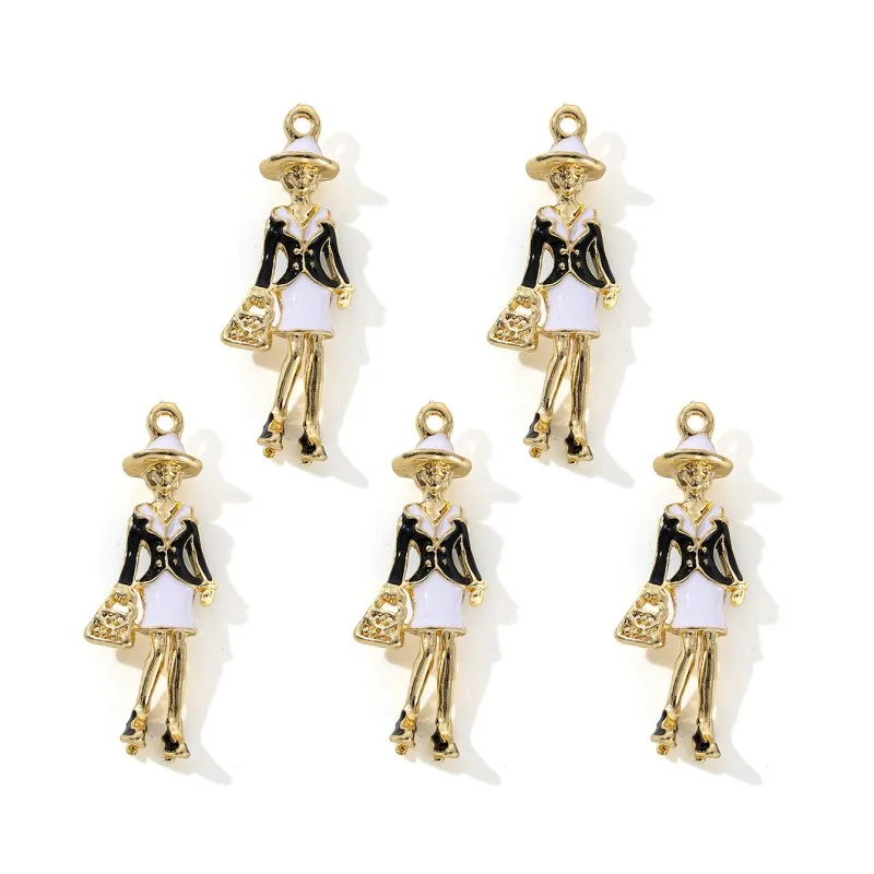 5pcs New Fashion Beautiful Woman Enamel Charms Classic Noble Style Pendants For Making Handmade DIY Jewelry Accessories