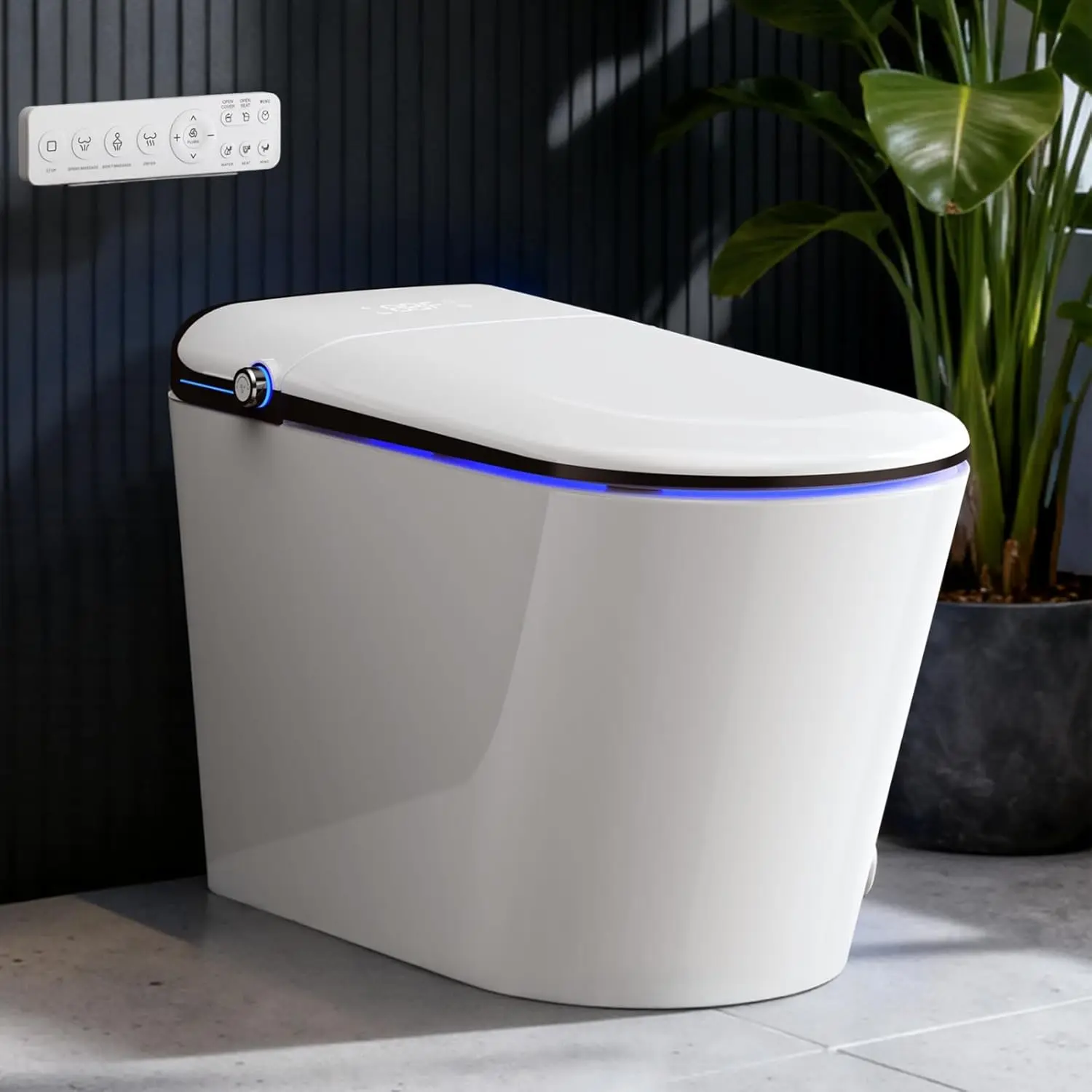 

Elongated Smart Toilet With Bidet Built-in, Auto Open/Close Lid, Soft-Closed Heated Seat, Tankless, Customized