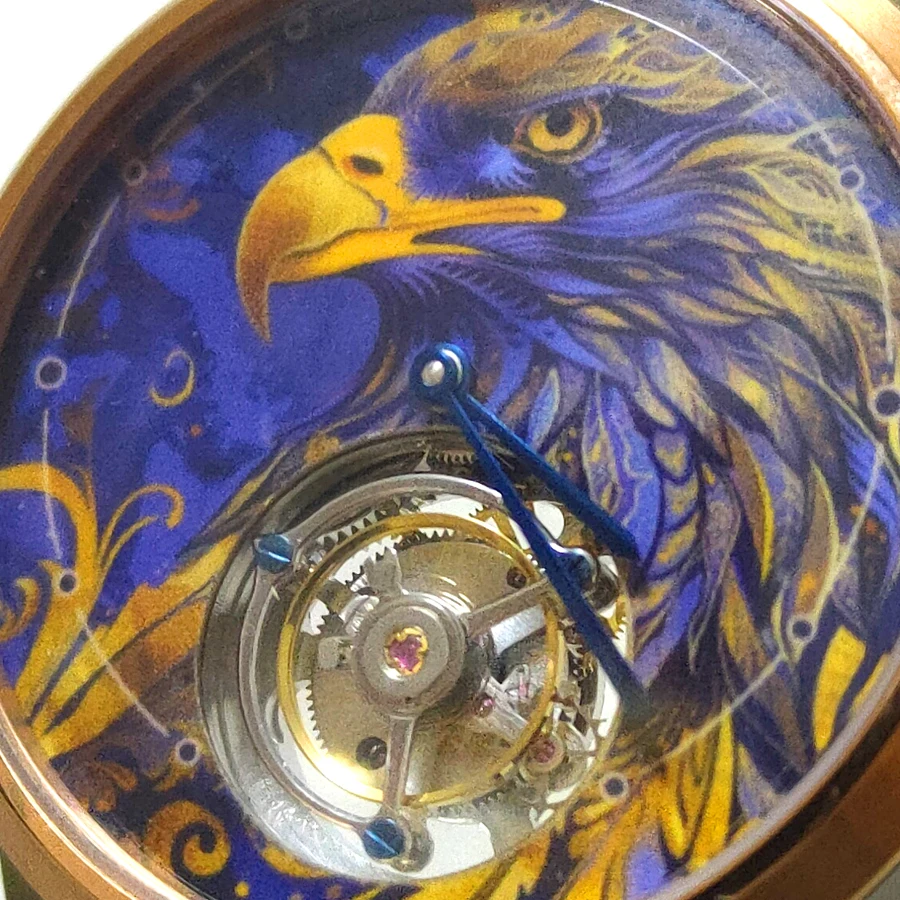 flying tourbillon mechanical watch handwind design eagle beast for man determined Back transparent