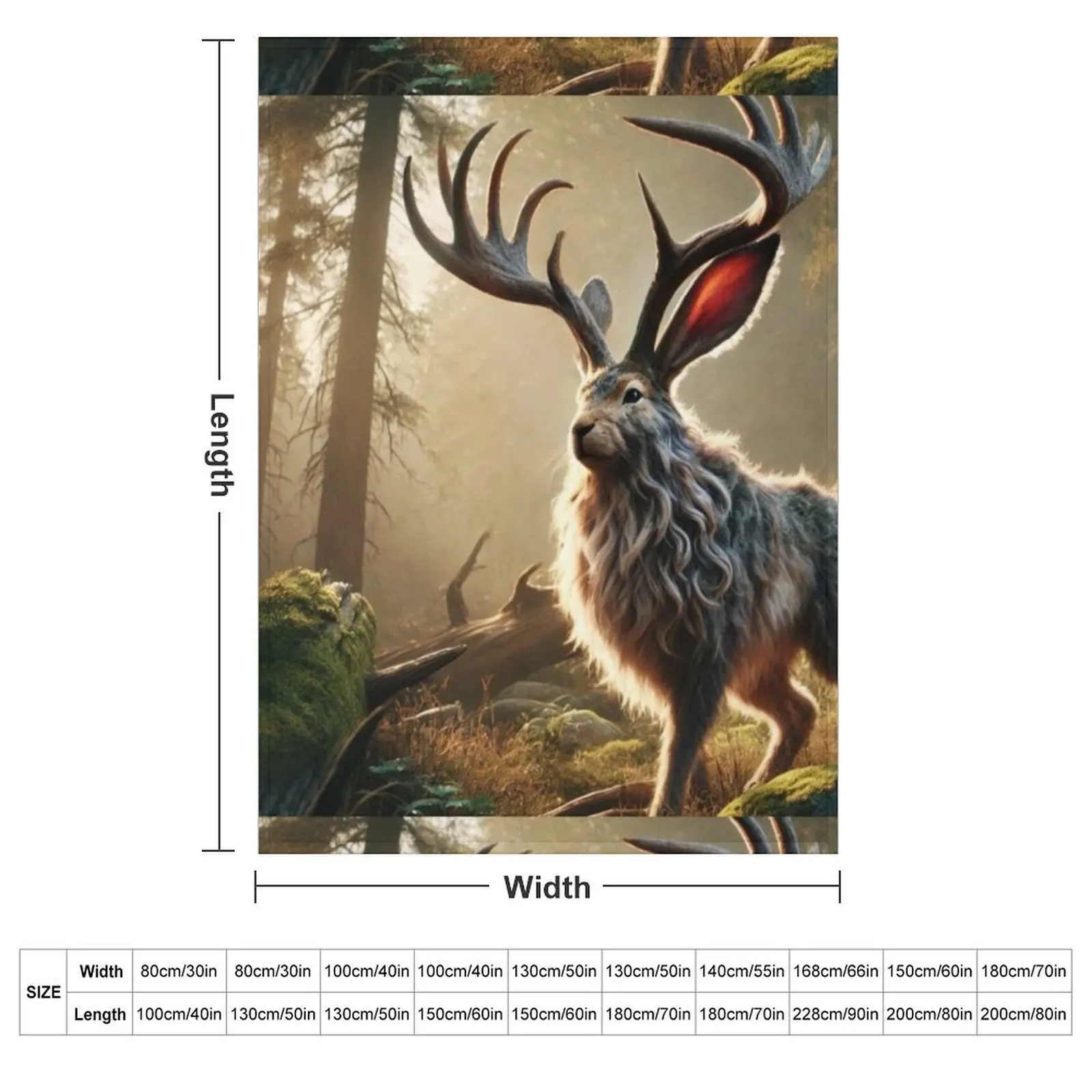 Fantasy Hybrid Jackrabbit-Antelope (Jackalope) in Enchanted Forest Throw Blanket Beach Sleeping Bag Retros Blankets