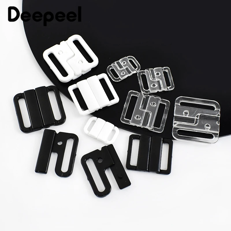 10/20/30Sets Deepeel 10-25mm Plastic Bra Buckles Bikini Adjuster Snap Button Swimwear Closure Clasp Underwear Strap Accessories