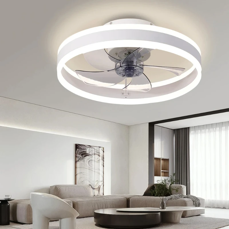 Modern LED Ceiling Light Timed Electric Fan Bedroom Decoration Fan Variable Frequency Silent Home Decoration Pendant Light