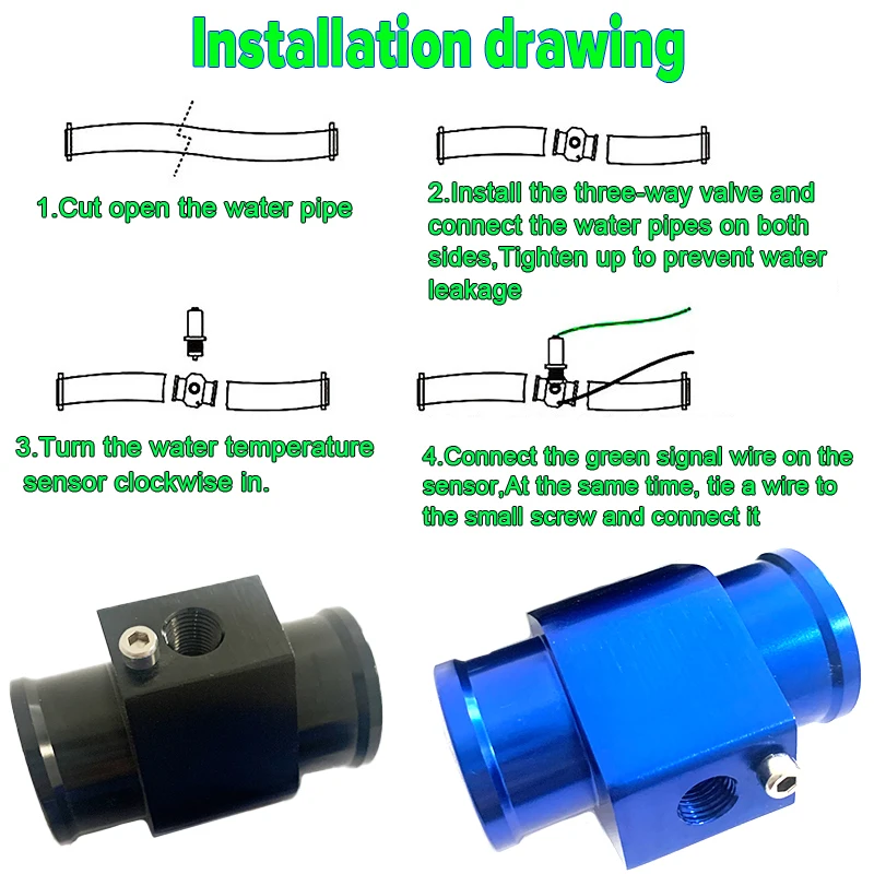 مستديرة سيارة شاحنة مقياس درجة حرارة الماء استشعار درجة الحرارة 12 فولت/24 فولت درجة الحرارة + الجهد 2 في 1 مقياس استشعار درجة الحرارة 1/8NPT 150 ℃ #5