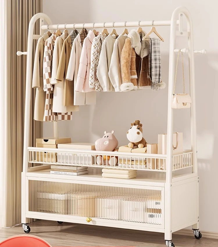 

Floor-to-ceiling bedroom household simple coat rack light luxury movable living room balcony drying clothes rack