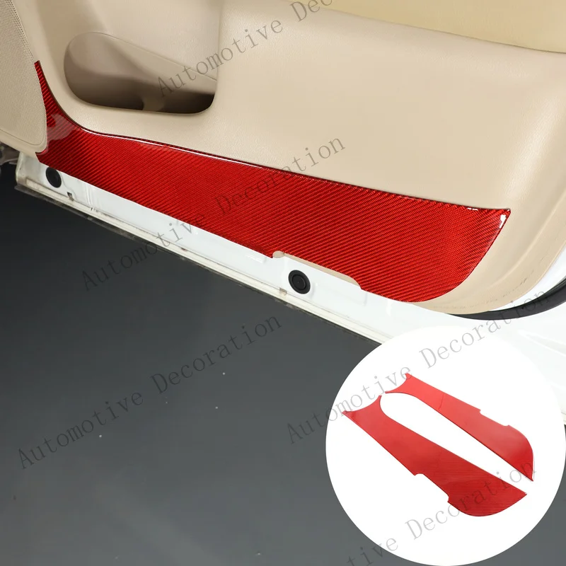 Z+ Red Carbon fiber Front Door Anti-Kick Trim Sticker For Nissan Pathfinder 13-18