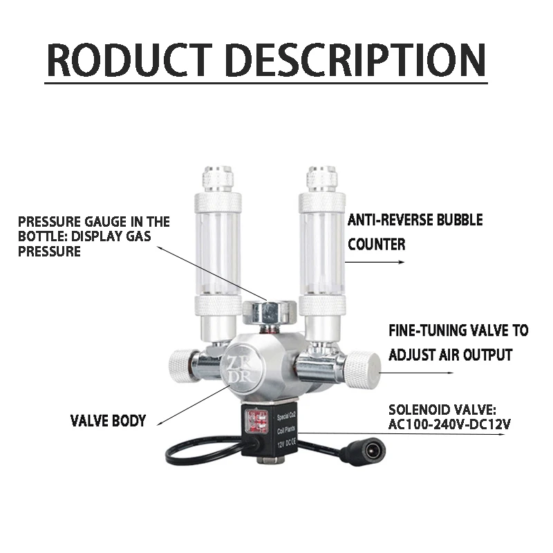 Aquarium CO2 regulator with solenoid valve bubble counter control system kit aquatic plant fish tank CO2 pressure reducing valve