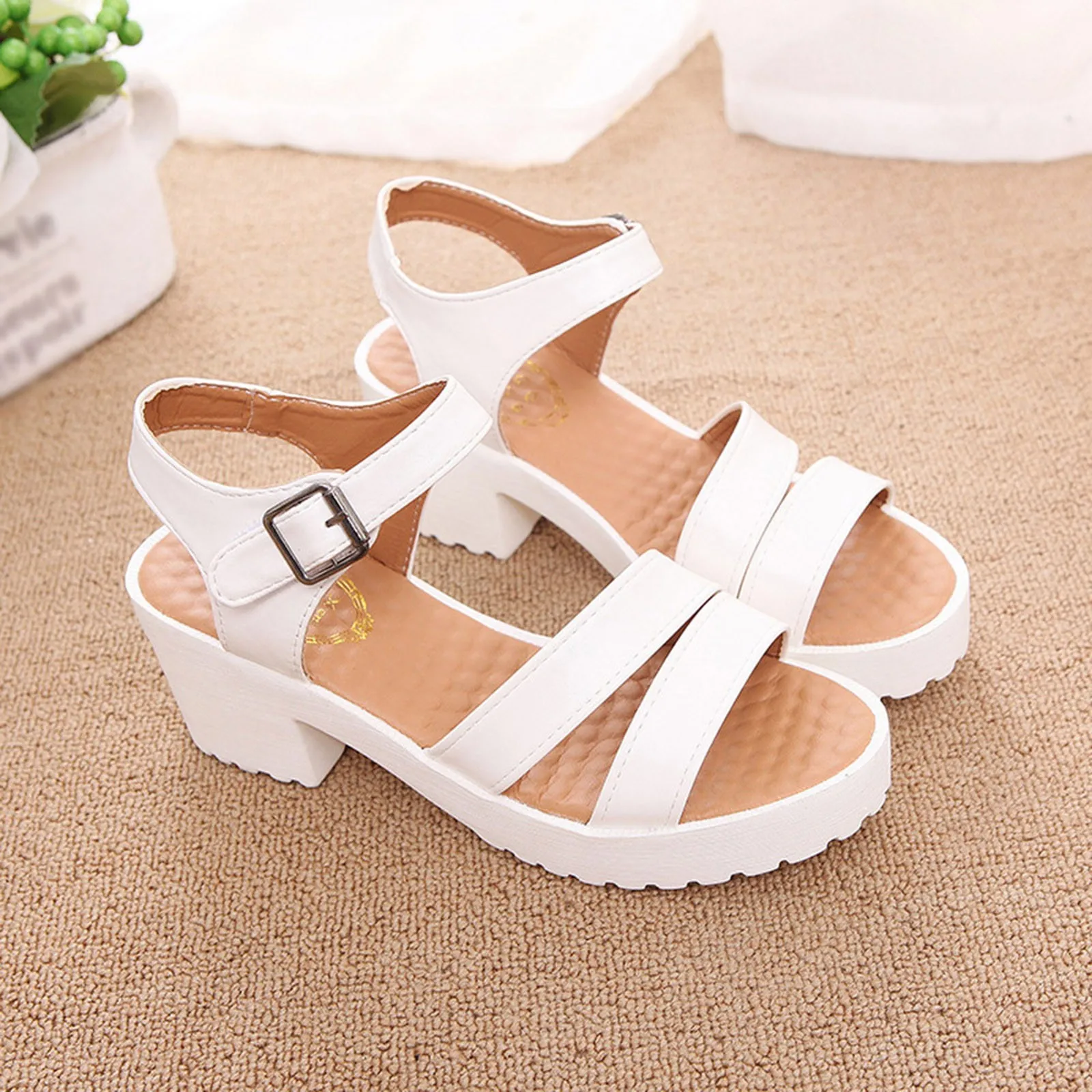 shoes woman 2024 trend Up Breathable Shoes Chunky Fashion Sandals Heels Casual Womens Lace Women\'s women sandals on offer