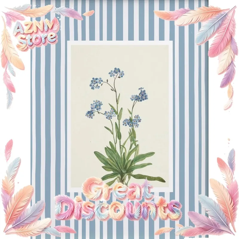 2026Blue Lily of The Valley Plant Striped Canvas Print Sunflower Pomegranate Garden Wall Art Poster Modern Living Room Home