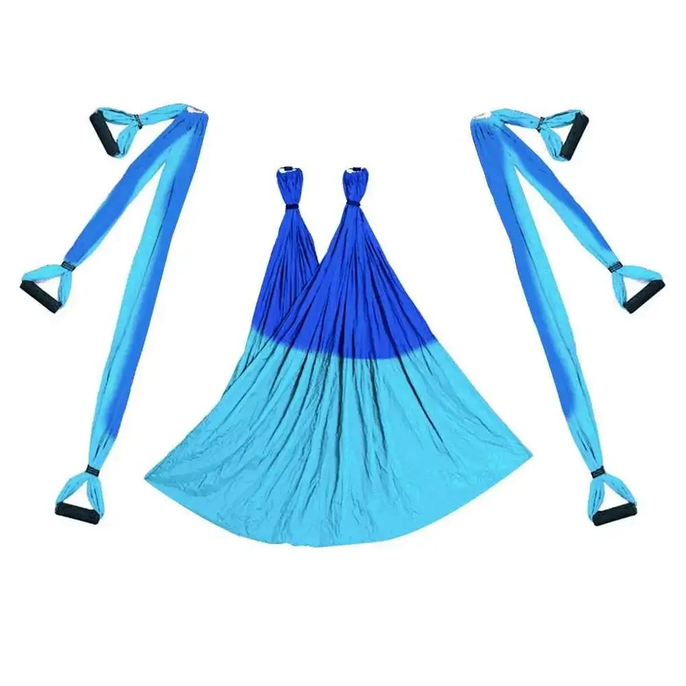 6-Hand Anti-Gravity Aerial Yoga Hammock Set Double Color Nylon Fabric and Silk-Flying Yoga Experience Outdoor Swing Hammock