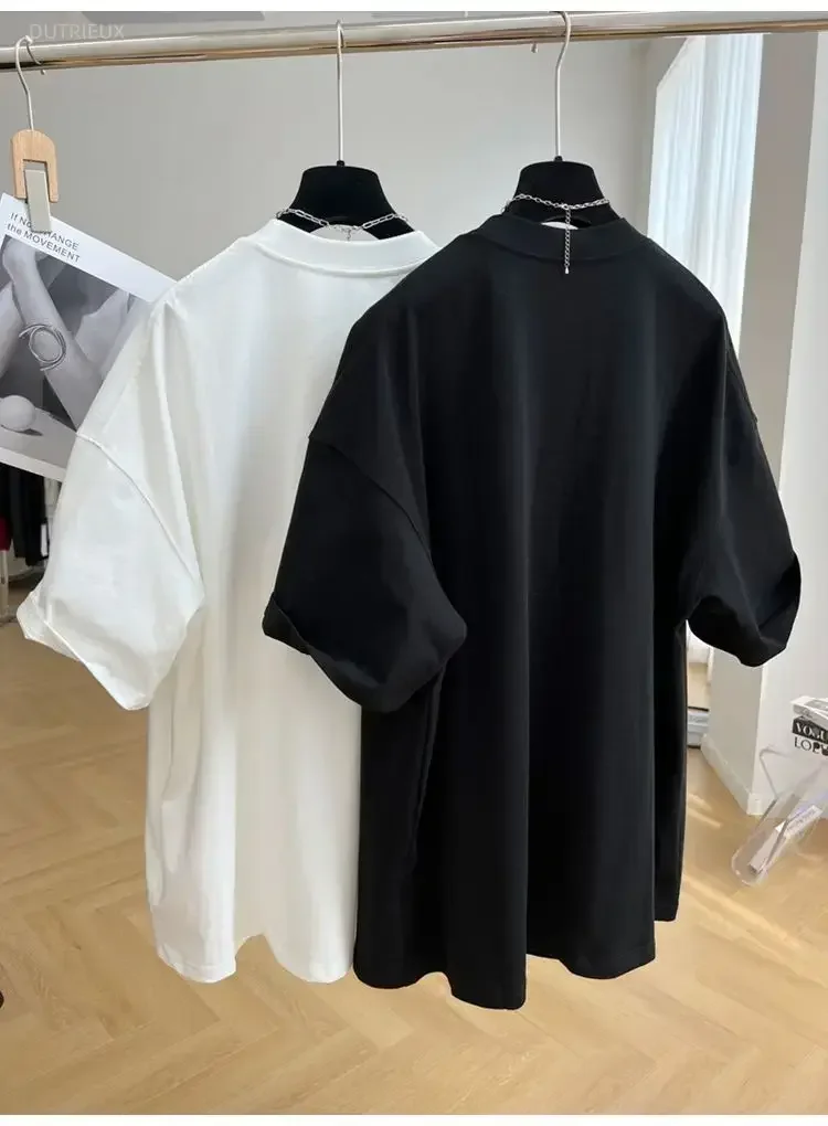 White T Shirts Women Clothing 2026 Oversized Tops Cartoon Letter Casual Camisetas O-neck Short Sleeve Tees Fashion Summer Tshirt