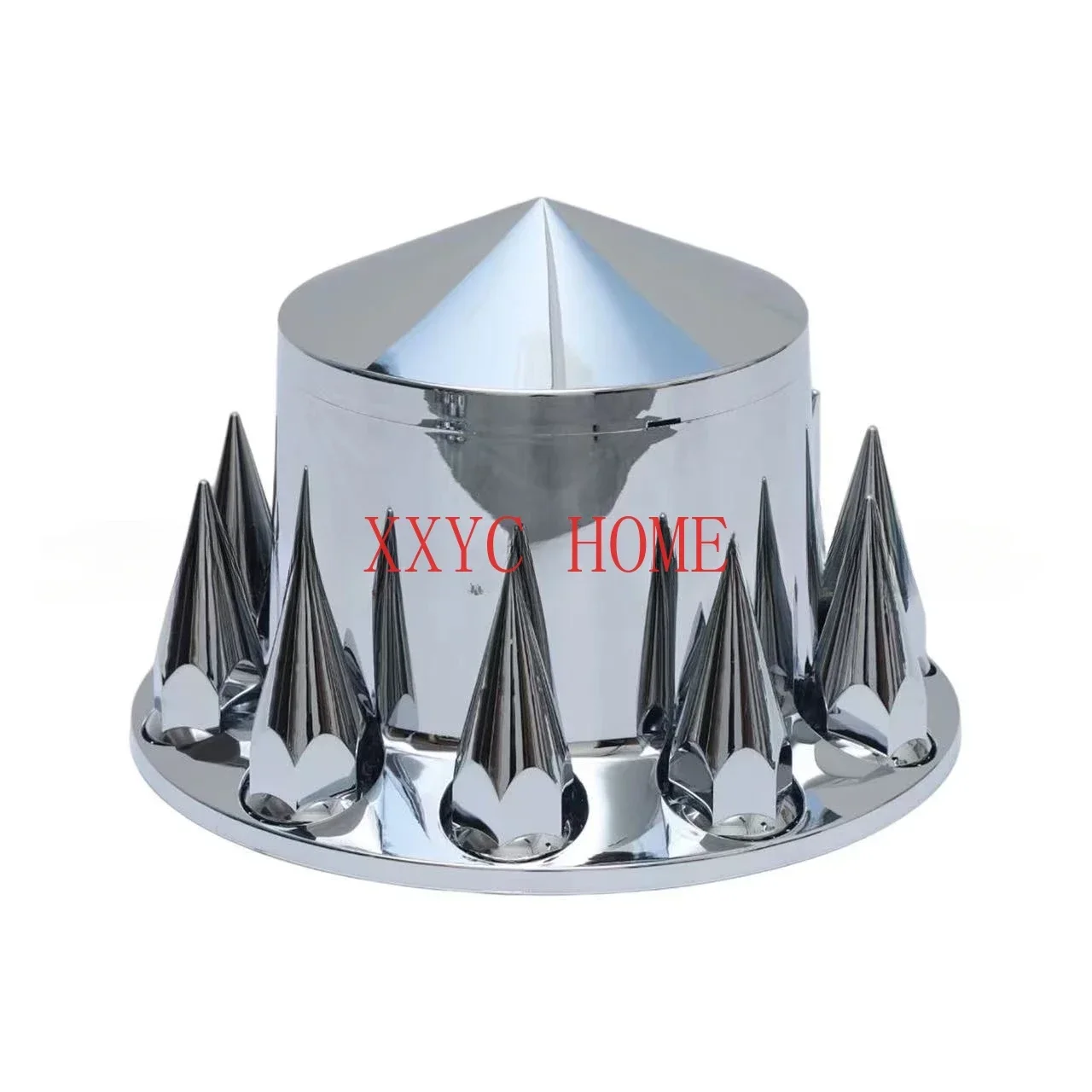 One complete chrome-plated shaft cover kit with 33 mm sharp threaded lug nut cover