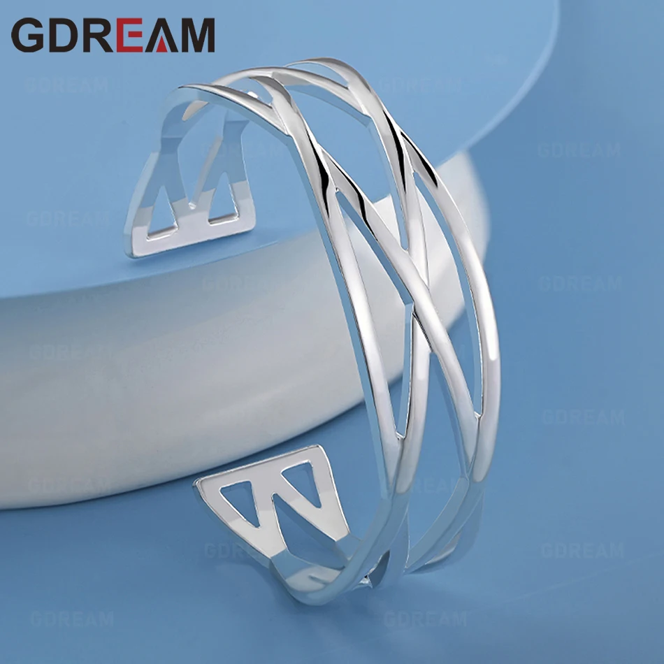 

GDREAM 925 Sterling Silver Openwork Diamond Bangle, Everyday Accessory For Women, Simple And Elegant Jewelry