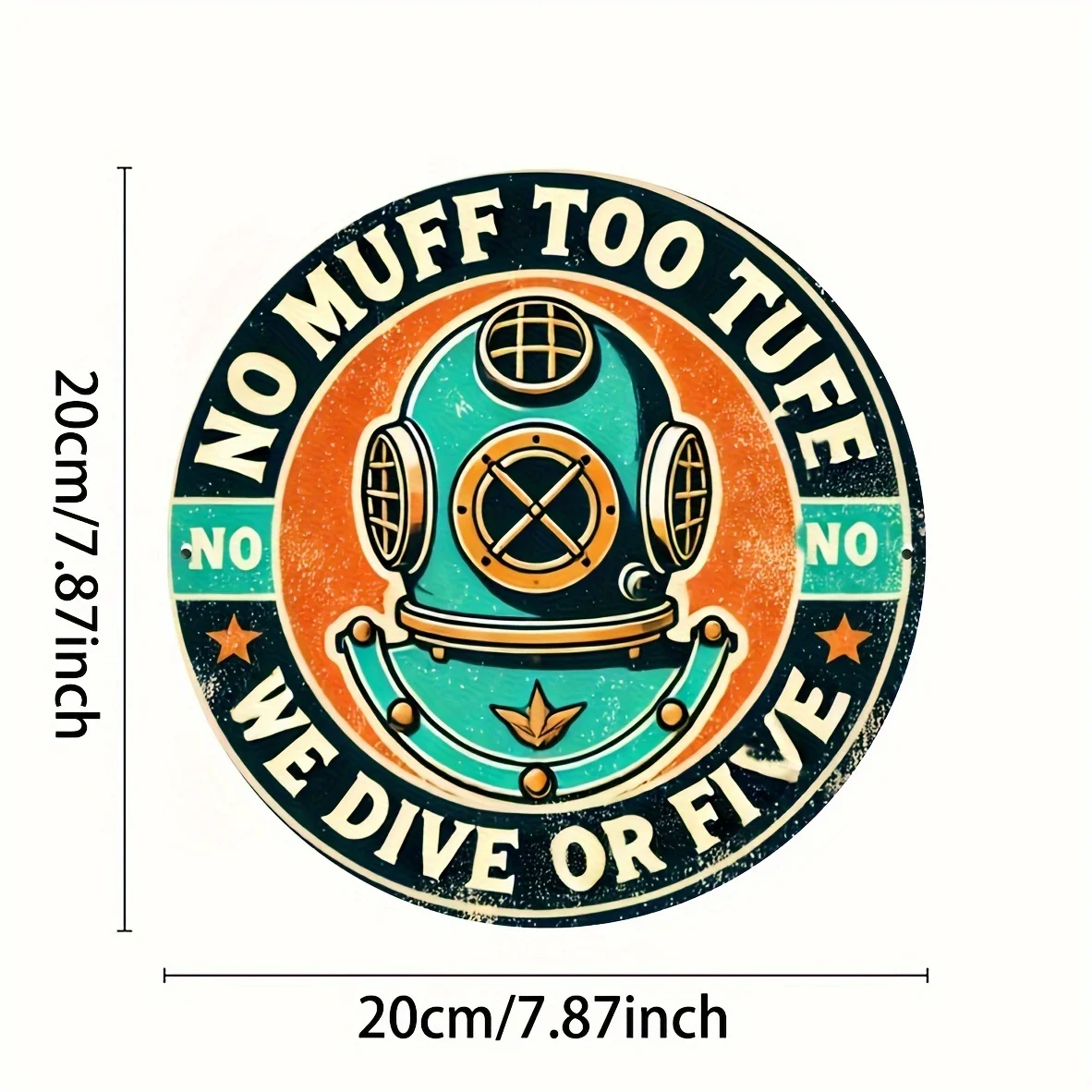 Vintage Deep Sea Diving Helmet Nautical Round Metal Sign