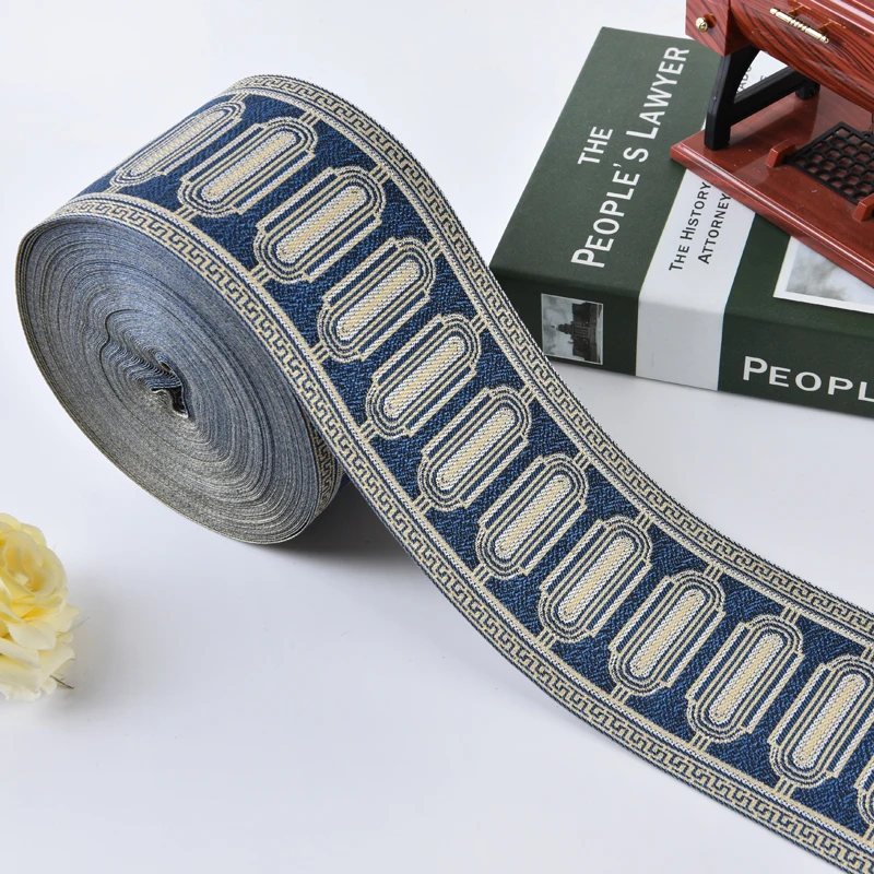 

25Meters Woven Jacquard Ribbon Rolls 9CM Wide Single Face Sewing Straps Webbing for Bags Sofa Curtain Decoration