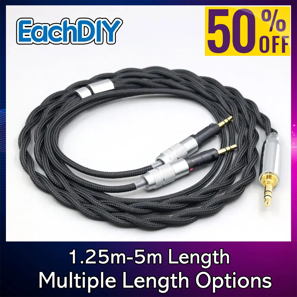 Nylon Shield Silver Pure 99% 2 Core Graphene Palladium Gold Earphone Cable For Audio-Technica ATH-R70X Headphone 8314