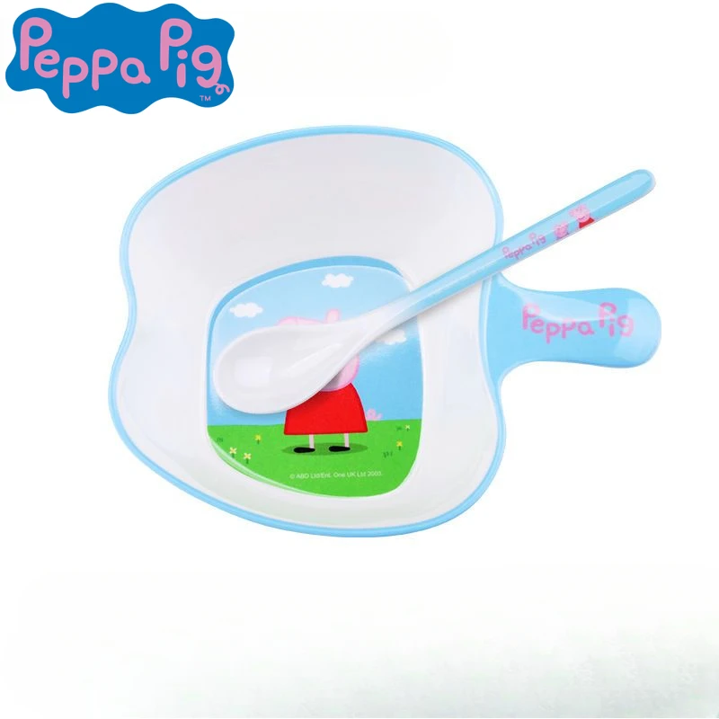 Kawaii Peppa Pig Children's Tableware Set Anime Cartoon Baby Bowl and Spoon Cute Beauty Home Creative Eating Bowl girls Gifts