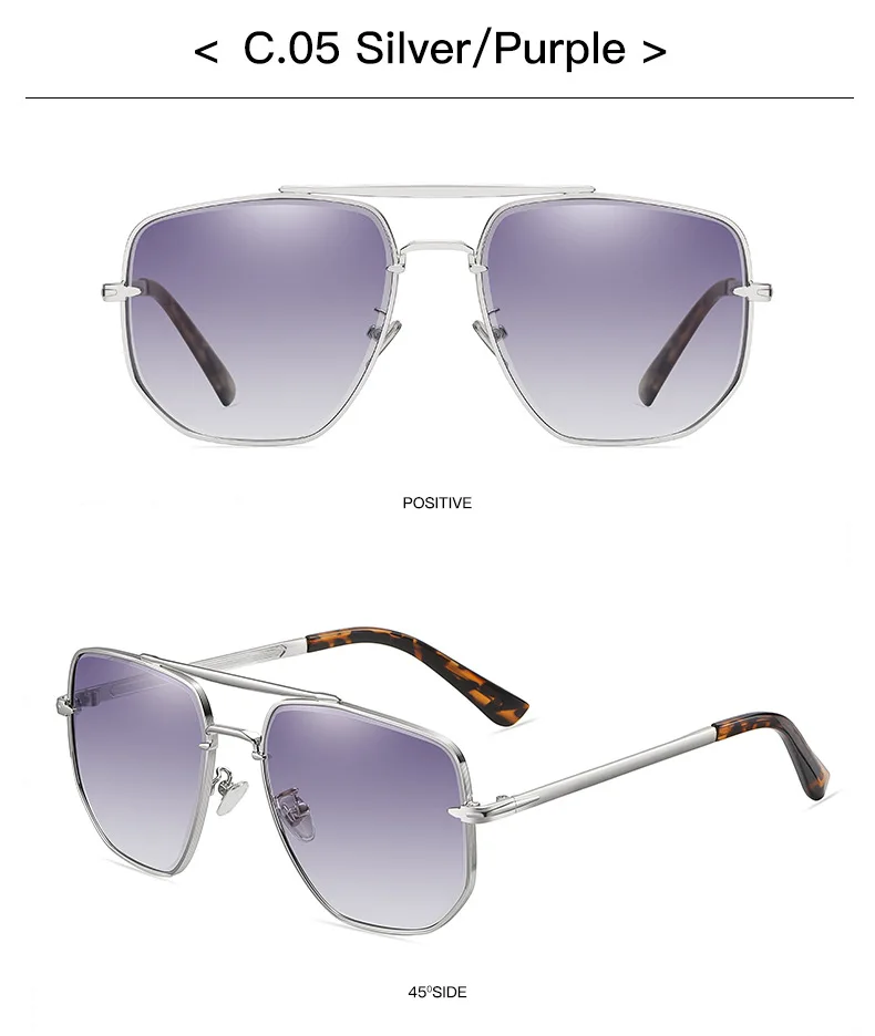 Heißer Verkauf Sonnenbrille Männer Platz Doppel Strahl Mode Dradient Brillen Retro Marke Driving Shades Klassische Gläser UV400 – Detail 6