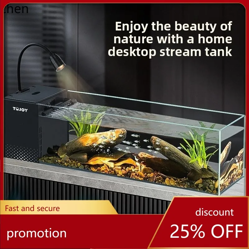 

Hxl desktop stream tank ultra white glass side filter ecological landscaping circulating filter fish tank