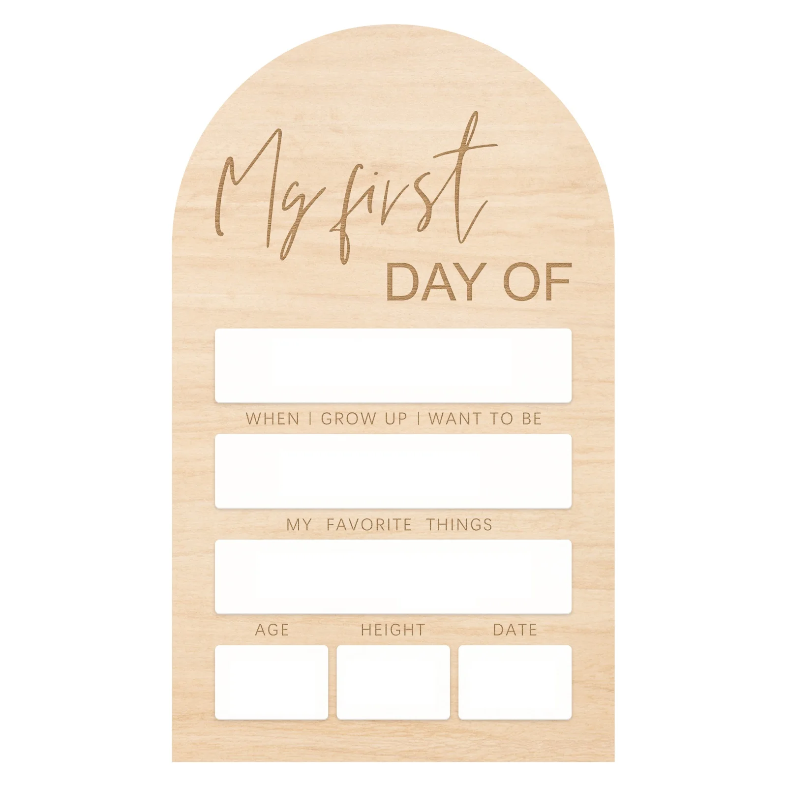 My First Day Of Wooden Board- White Acrylic Reusable Milestone Sign, Back to School Photo Prop