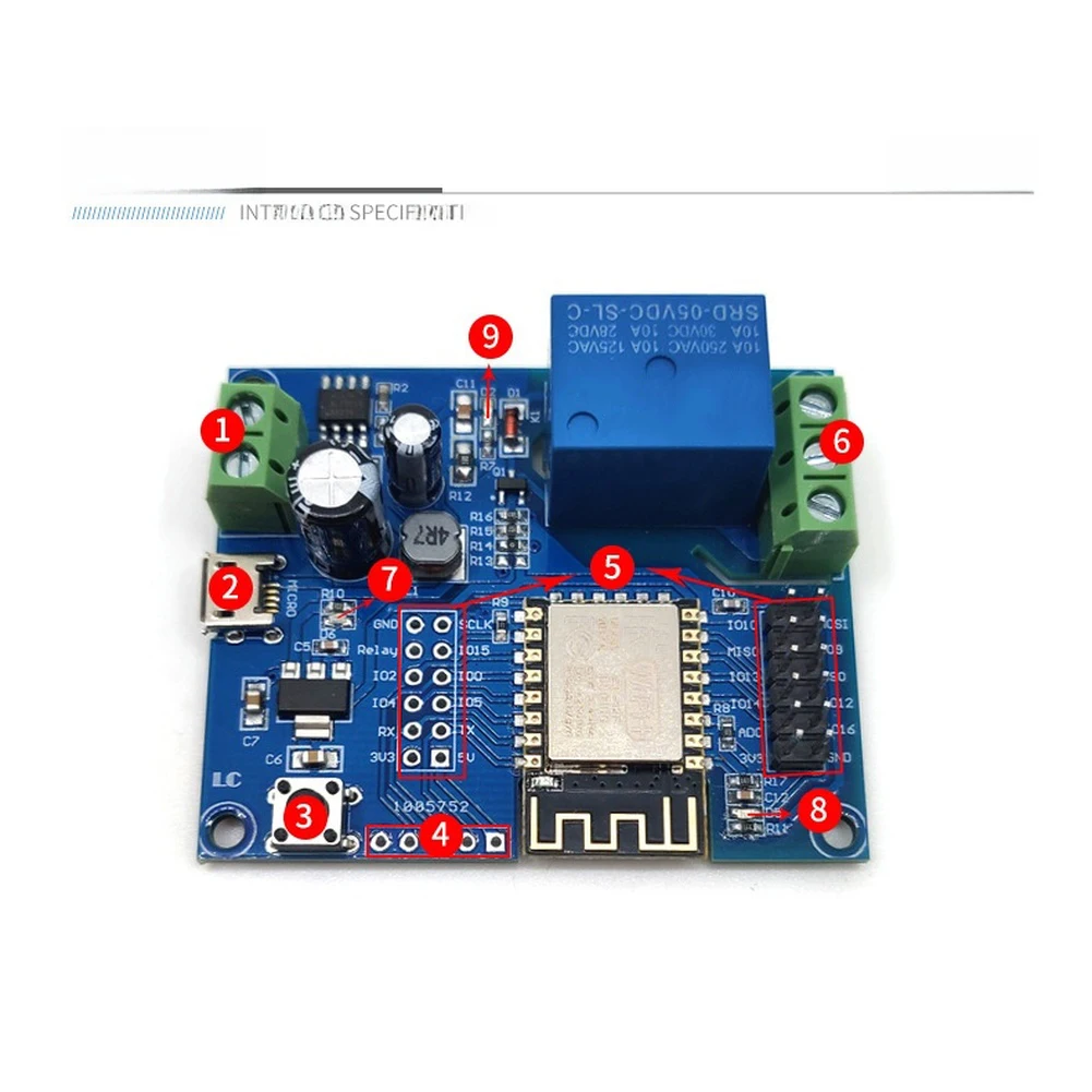 As Shown In The Picture ESP-12F Board Smart Home Wireless Control Relay DC5-80V Input Option USB 5V Power Supply