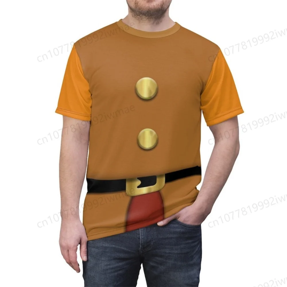 

Dwarfs men's and women's shirts, Snow White real costumes, seven dwarfs 3D role-playing T-shirts, cartoon tops