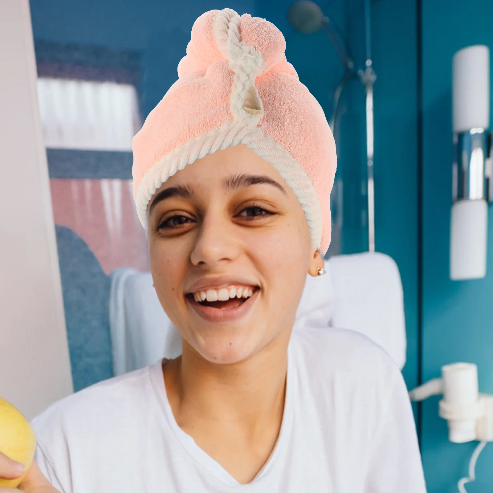 

Coral Fleece Dry Hair Hat Hair Towel Wrap Fast Drying Water Absorbent Head Wrap Bathing Shower Portable Pumpkin