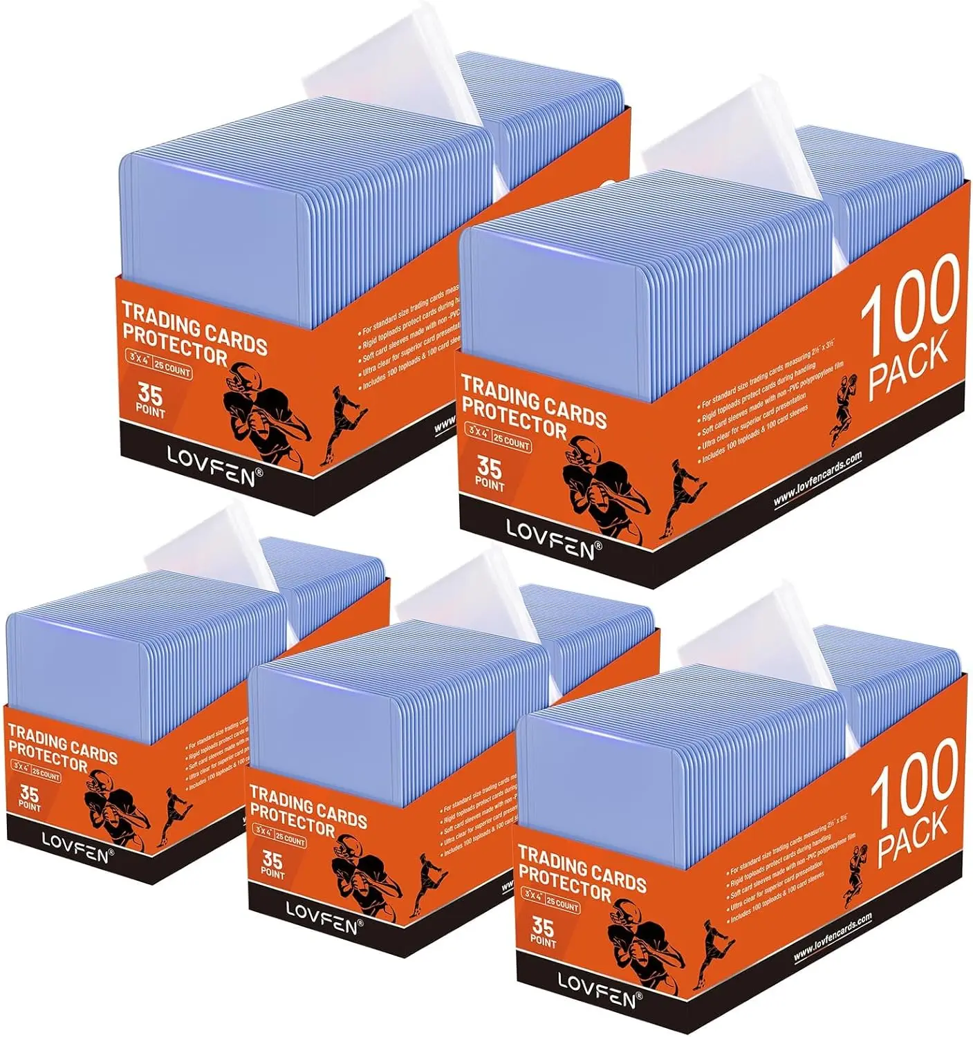 

500 Toploads & 500 Penny Sleeves 35PT Hard Plastic Card Protectors for Baseball Football Sports TCG Collectibles