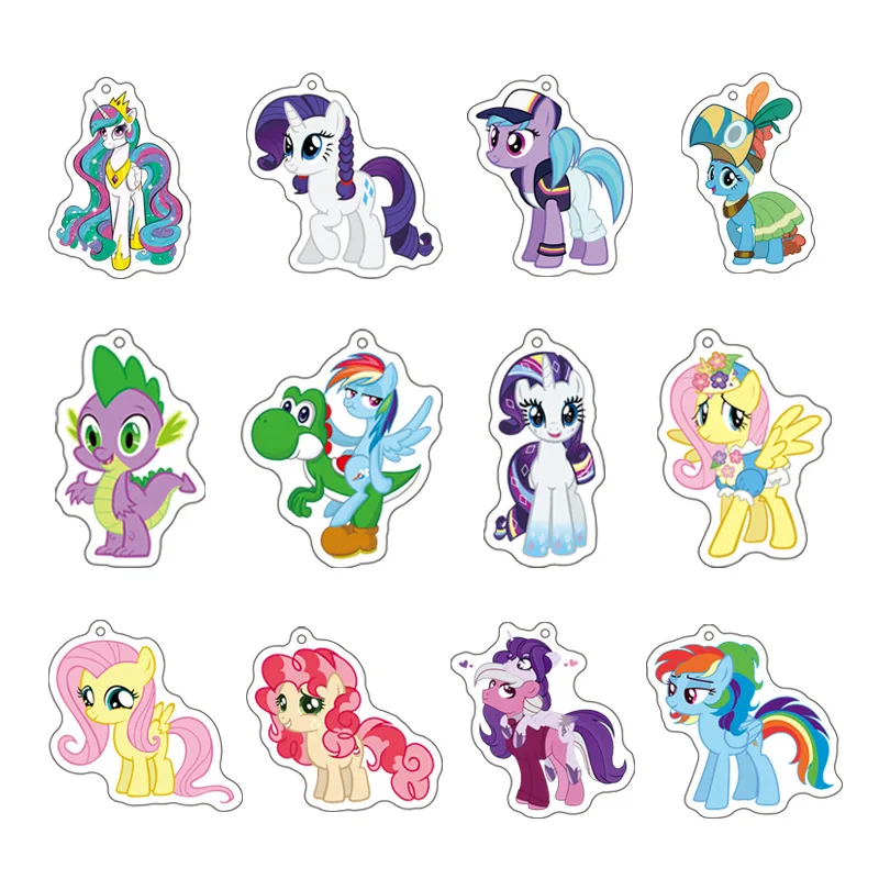 My Little Pony Anime Acrylic Cute Cartoon keychain Key Ring Friends Girl Figure Jewelry Pendant Bag Charms Creative Accessories